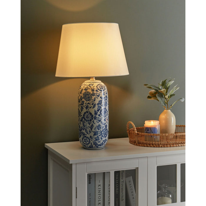 Beliani - AIBONITO - Tafellamp - Wit|Blauw - Porselein|Linnen
