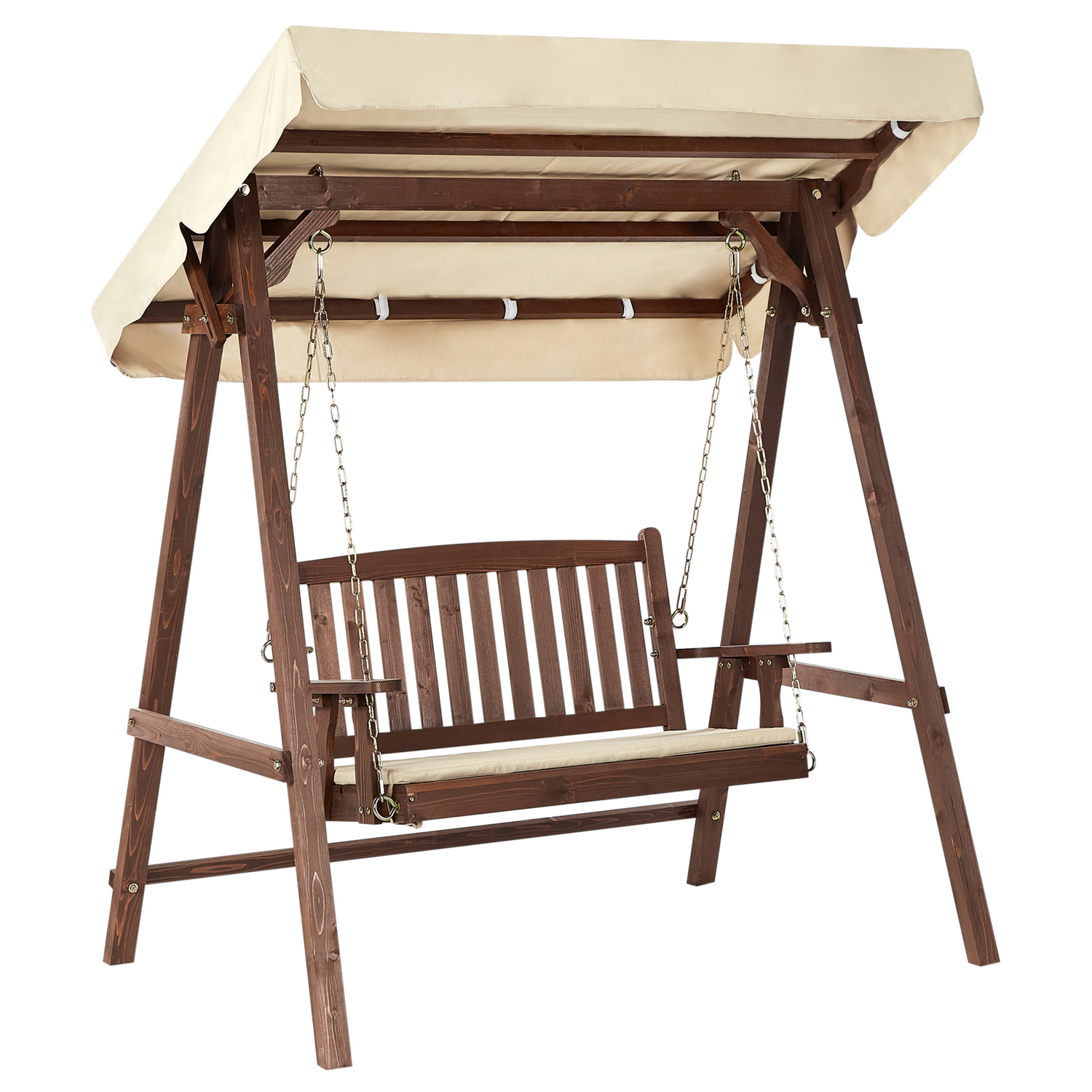 Beliani - CAVIOLA - Schommelbank - Beige - Vurenhout