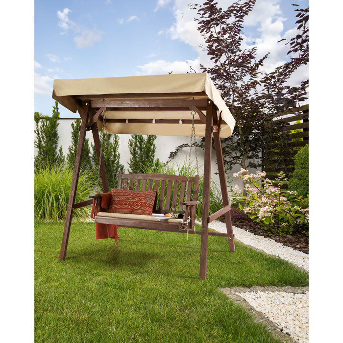 Beliani - CAVIOLA - Schommelbank - Beige - Vurenhout