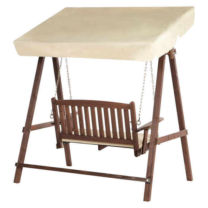 Beliani - CAVIOLA - Schommelbank - Beige - Vurenhout