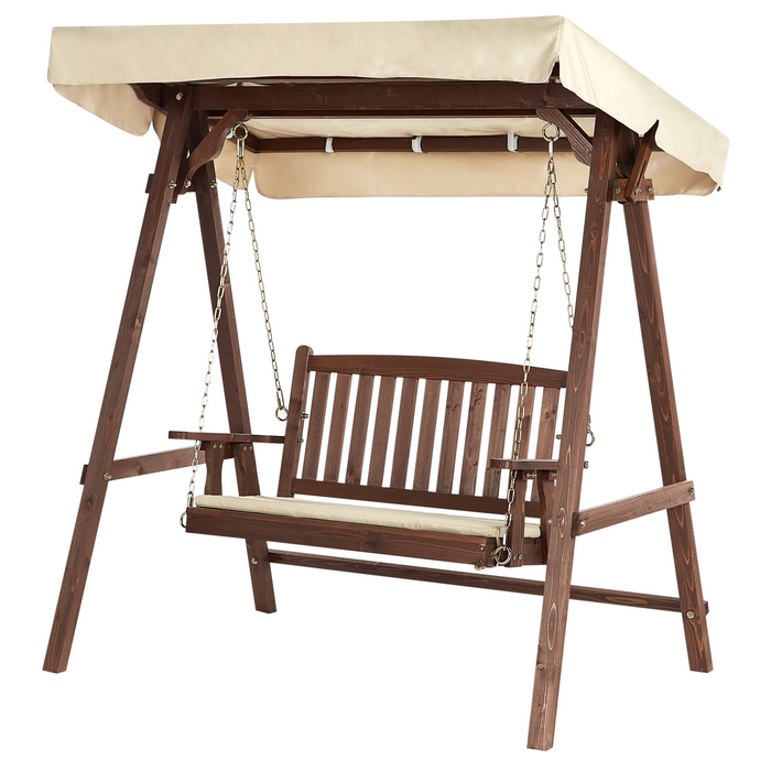 Beliani - CAVIOLA - Schommelbank - Beige - Vurenhout