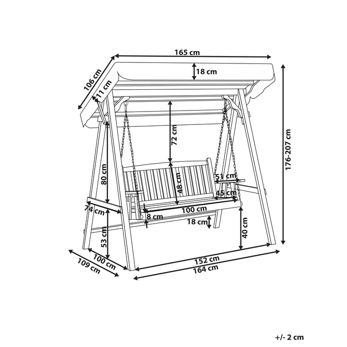 Beliani - CAVIOLA - Schommelbank - Beige - Vurenhout
