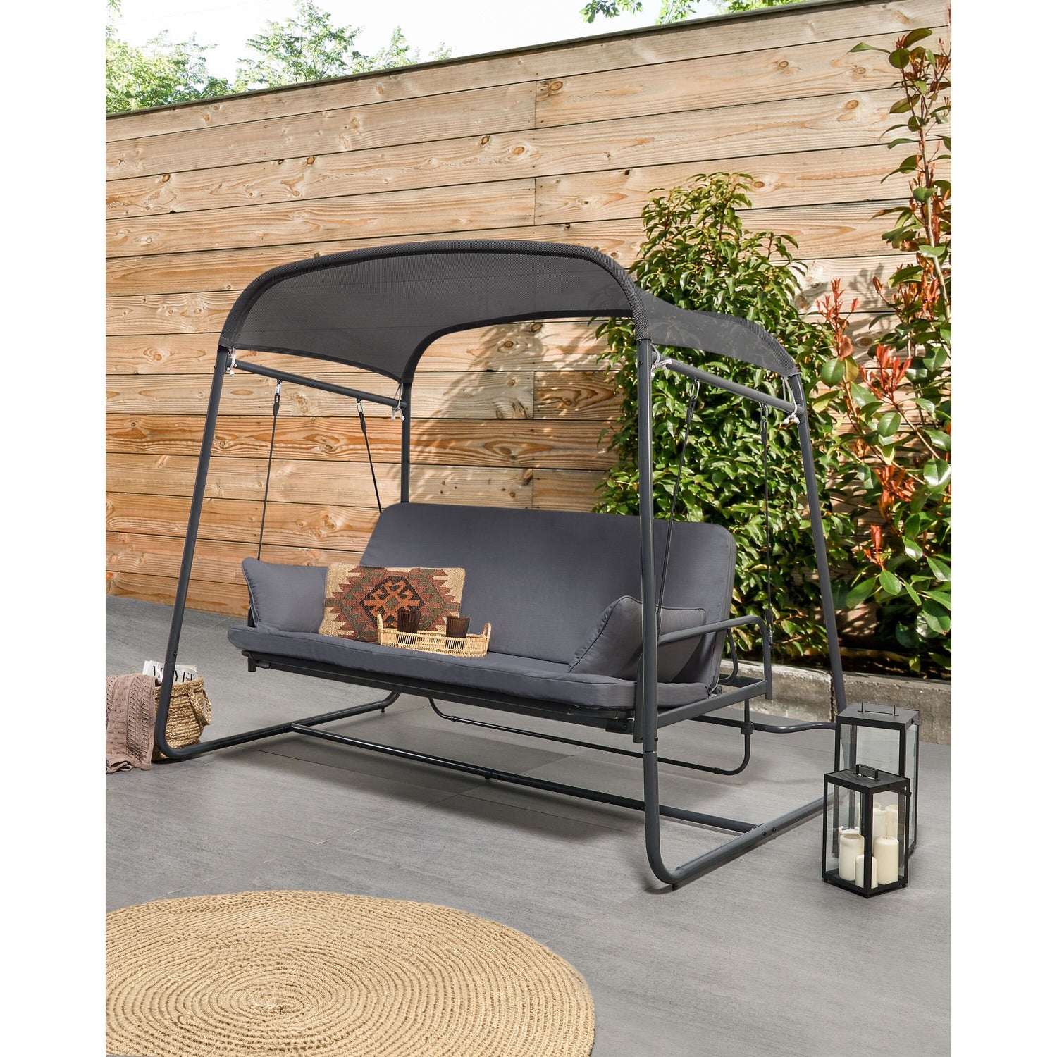 Beliani - MARSCIANO - Schommelbank - Donkergrijs - Staal