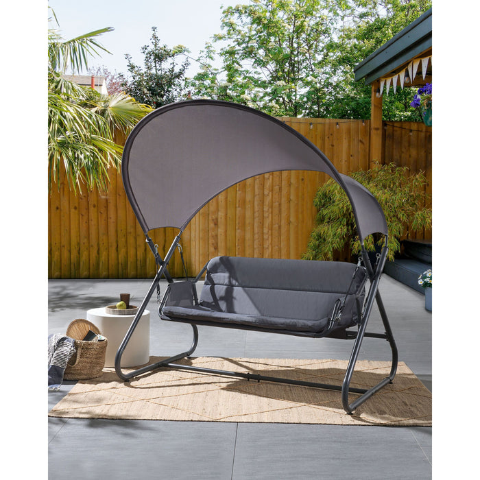 Beliani - SOLAGNA - Schommelbank 3-zits - Donkergrijs - Staal