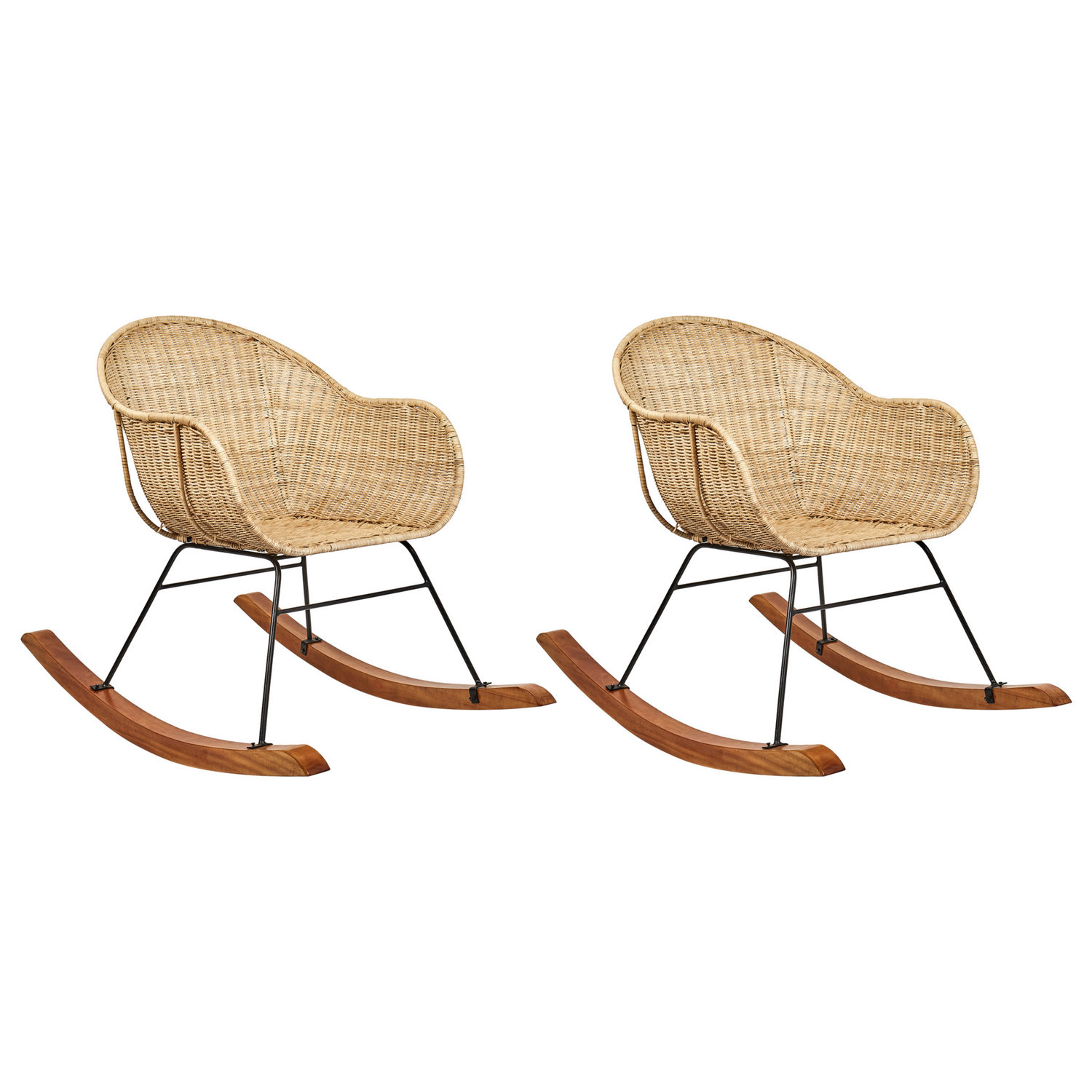 Beliani - LAVINIO - Schommelstoel set van 2 - Natuurlijk - Rotan