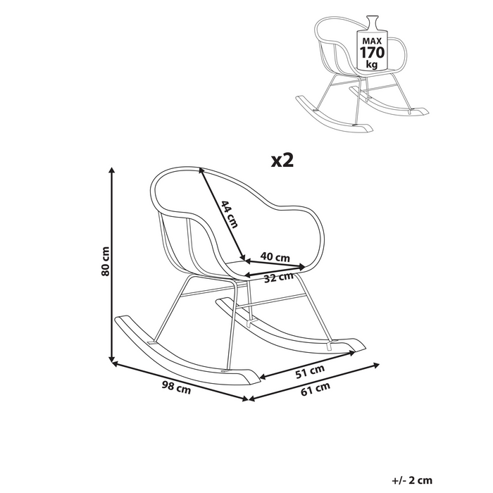Beliani - LAVINIO - Schommelstoel set van 2 - Natuurlijk - Rotan