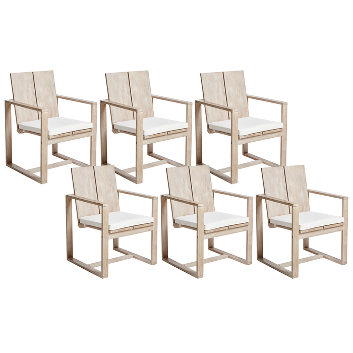 Beliani - AZZANELLO - Tuinstoel set van 6 - Gebroken wit - Acaciahout