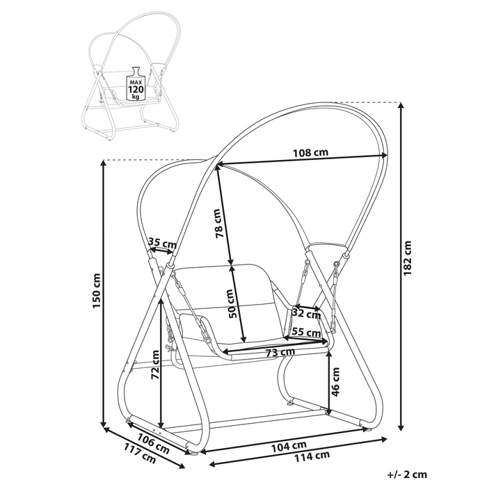 Beliani - SOLAGNA - Schommelbank - Lichtgrijs - Staal