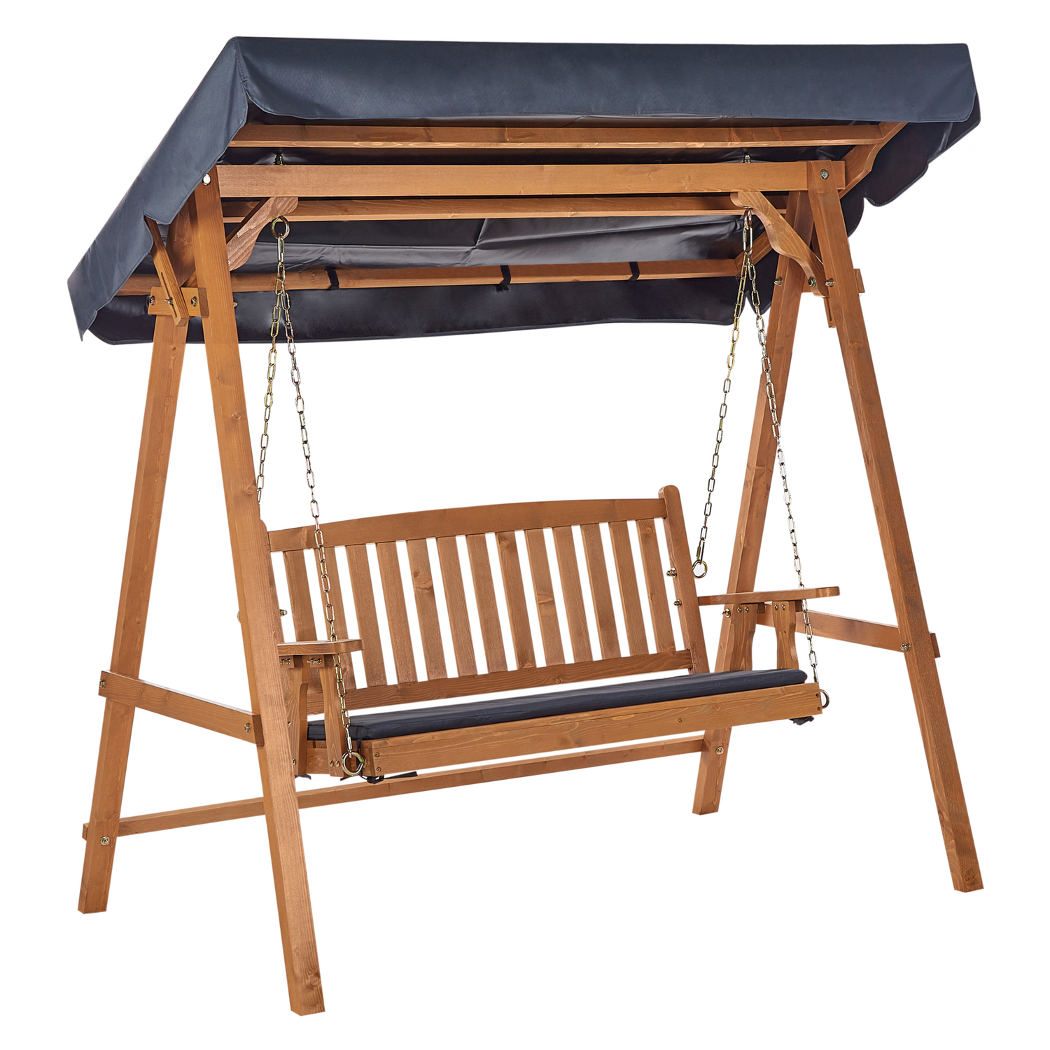 Beliani - FIBBIALLA - Schommelbank - Donkergrijs - Vurenhout