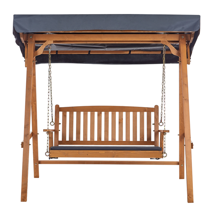 Beliani - FIBBIALLA - Schommelbank - Donkergrijs - Vurenhout