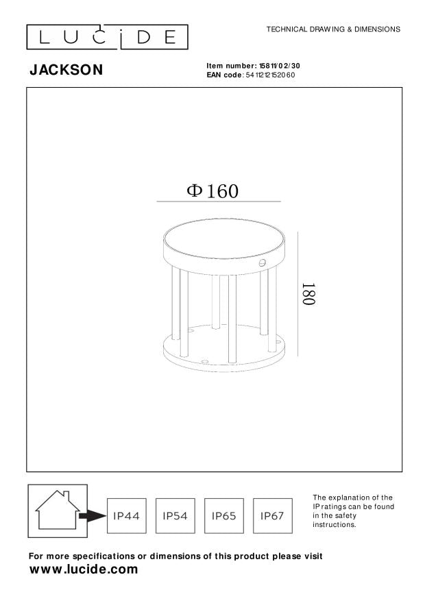 Lucide JACKSON Sokkellamp - Zwart