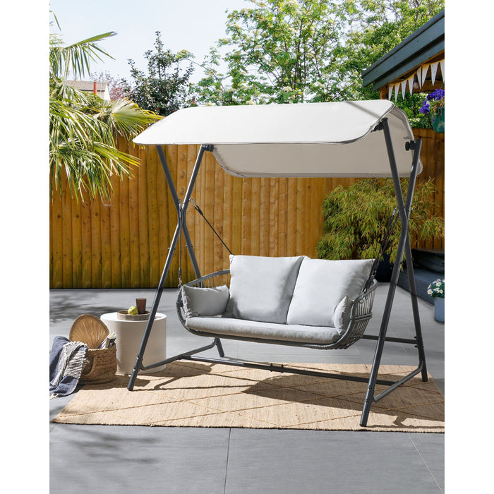 Beliani - FIASTRA - Schommelbank - Lichtgrijs - Staal