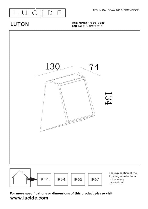 Lucide LUTON Wandlamp - Zwart