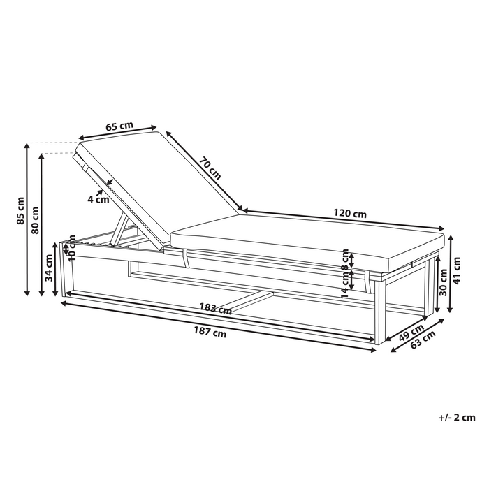 Beliani - AZZANELLO - Ligstoel - Gebroken wit - Acaciahout