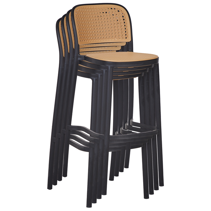 Beliani - PLOSE - Barkruk set van 4 - Beige|Zwart - Kunststof