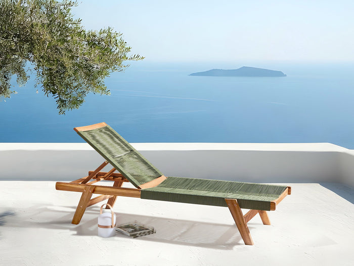 Beliani - PROSSEDI - Ligstoel - Groen - Acaciahout