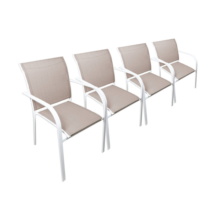 sweeek - Tuinstoel van aluminium en textilene (Set van 4)