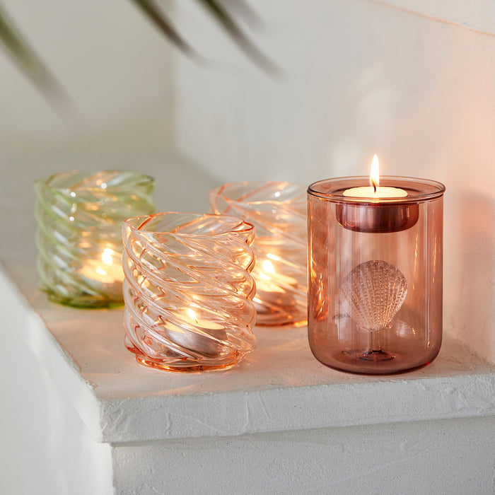 Riviera Maison Theelichthouder Roze - Swirl Kaarsenhouder decoratief