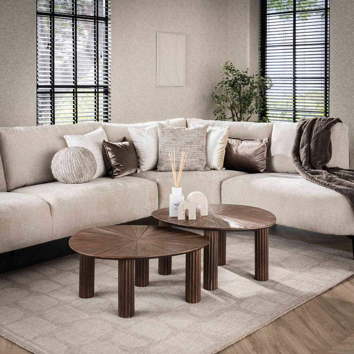 Giga Meubel - Salontafel - Driehoekig - Set Van 2 - Teakhout - Maya