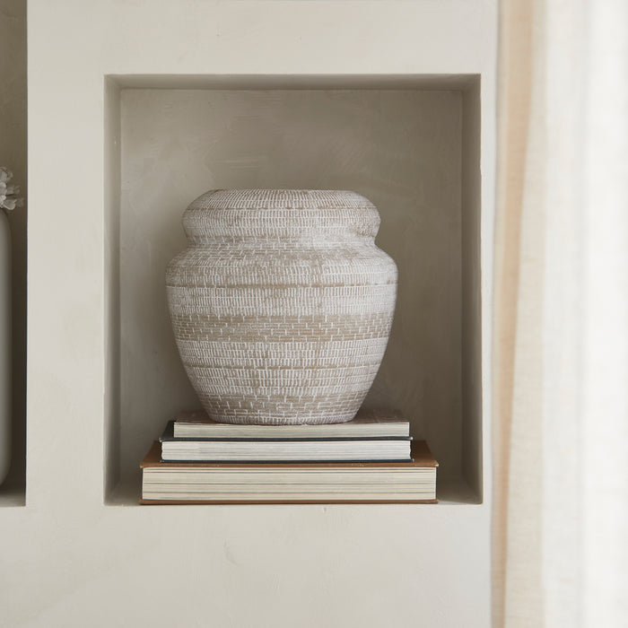 Riviera Maison Vaas Wit - Porlezza Bloemenvaas   - Keramiek, Steengoed