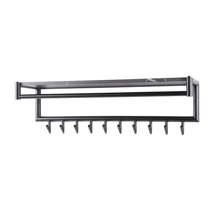 Giga Meubel - Kapstok Zwart - 10 Haken - 100x27x30cm - Hoedenplank