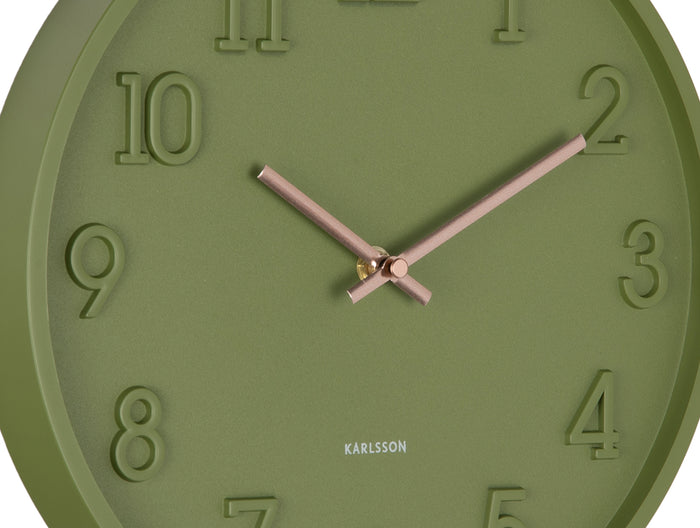 Karlsson Wandklok Calma - Legergroen - 3.8x30x30cm