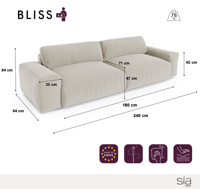 Sofa 4 zits corduroy XXL taupe 240cm
