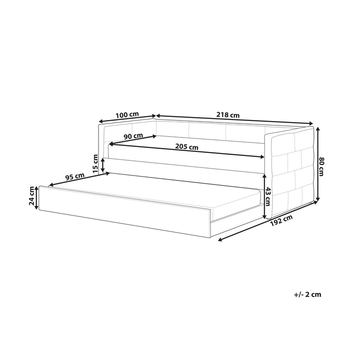Beliani - CHAVONNE - Slaapbank - Gebroken wit - 90 x 200 cm - Fluweel