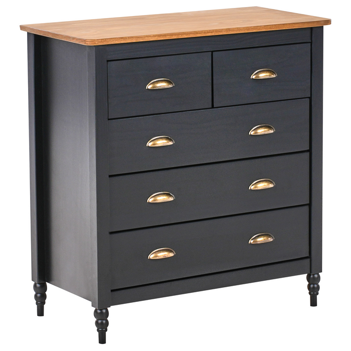 Beliani - SHILLINGTON - Ladekast - Zwart|Lichthout - Dennenhout