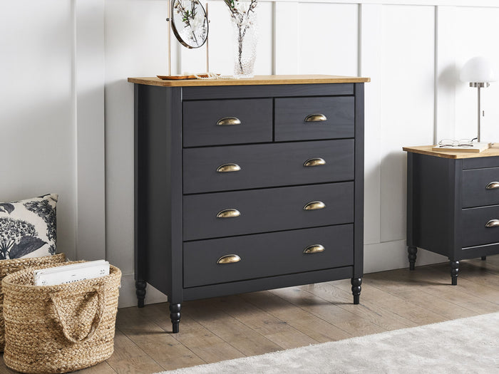 Beliani - SHILLINGTON - Ladekast - Zwart|Lichthout - Dennenhout