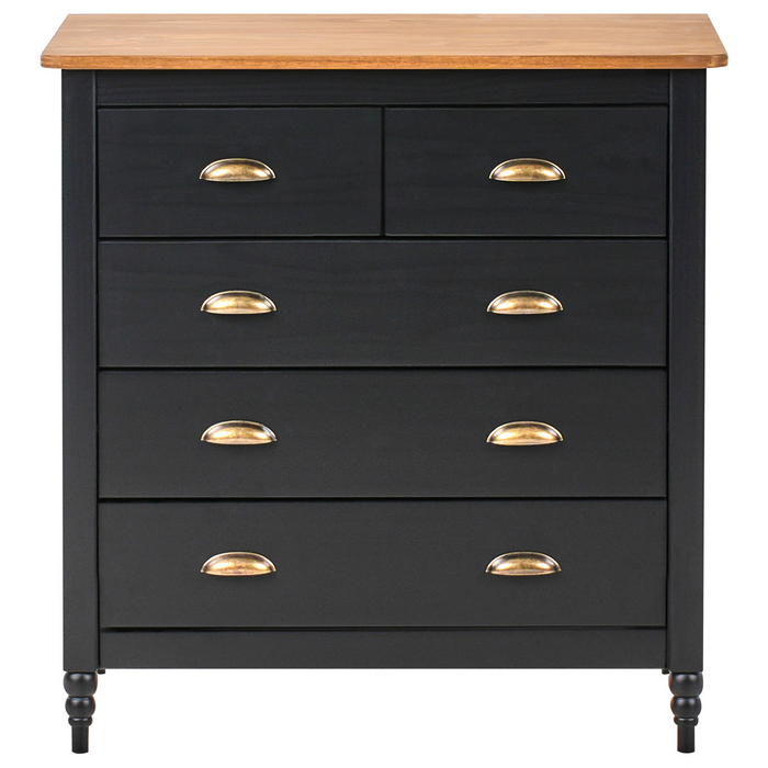 Beliani - SHILLINGTON - Ladekast - Zwart|Lichthout - Dennenhout