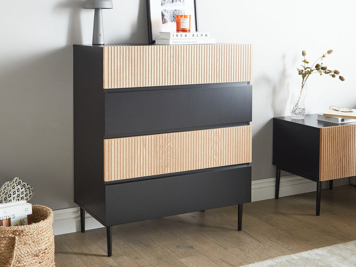 Beliani - BLYTHE- Ladekast 4 lades - Zwart|Bruin - MDF