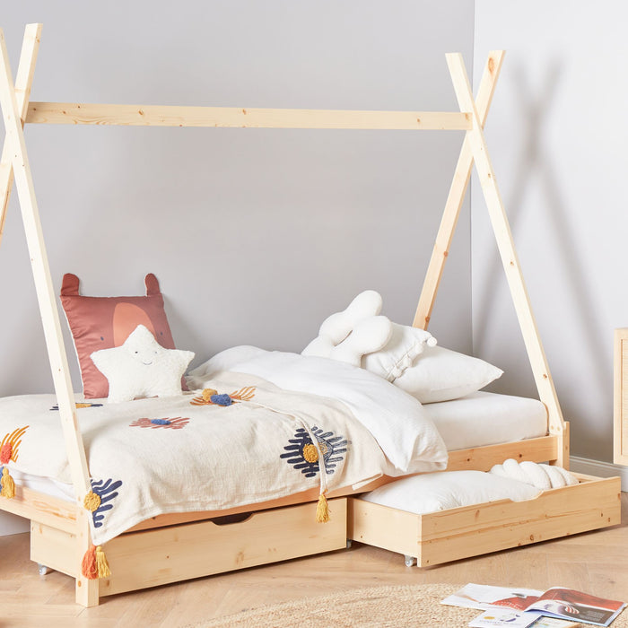 Beliani - CRONAT - Opberglades voor bed - Lichtbruin - Grenenhout