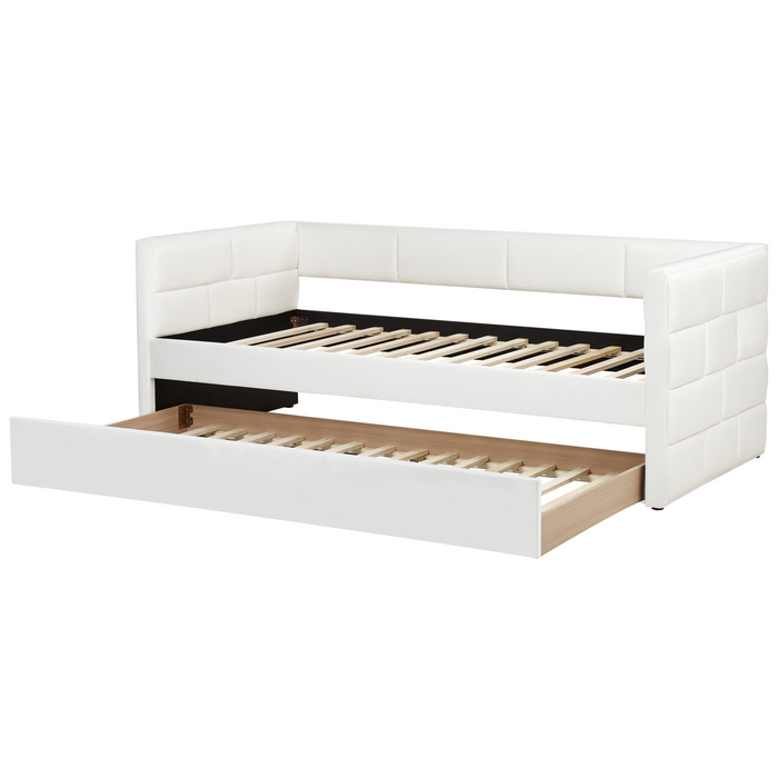 Beliani - CHAVONNE - Slaapbank - Gebroken wit - 90 x 200 cm - Fluweel