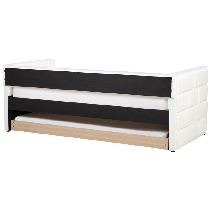 Beliani - CHAVONNE - Slaapbank - Gebroken wit - 90 x 200 cm - Fluweel