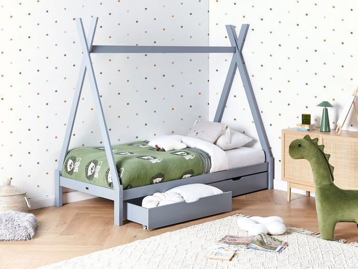 Beliani - CRONAT - Opberglades voor bed - Grijs - Grenenhout