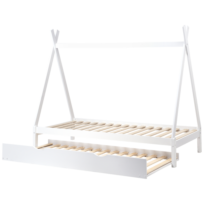 Beliani-TALMONTIERS-Onderschuifbed-Wit-90 x 200 cm-Grenenhout