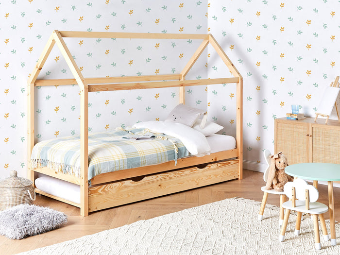 Beliani - CRILLON - Onderschuifbed - Lichtbruin - 90 x 200 - Hout