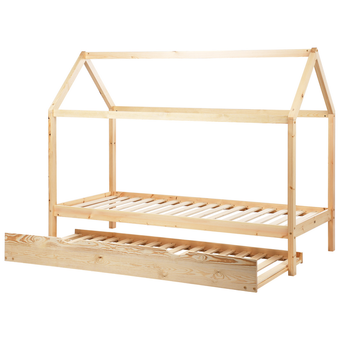 Beliani - CRILLON - Onderschuifbed - Lichtbruin - 90 x 200 - Hout