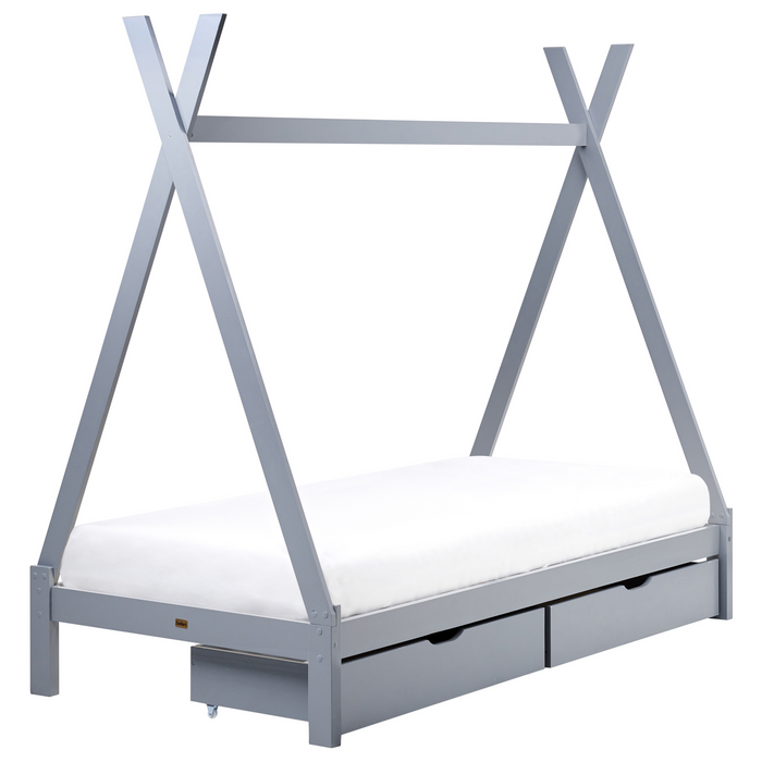 Beliani-DEVAY-Kinderbed met opbergruimte-Grijs-90 x 200 cm-Grenenhout