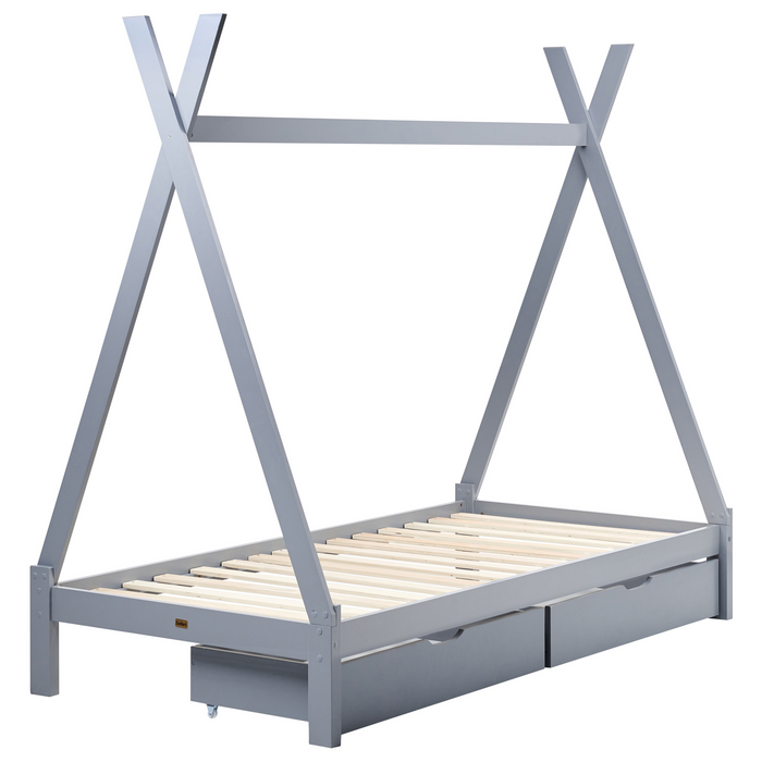 Beliani-DEVAY-Kinderbed met opbergruimte-Grijs-90 x 200 cm-Grenenhout