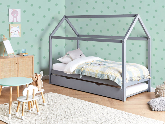 Beliani - CRILLON - Onderschuifbed - Grijs - 90 x 200 - Hout