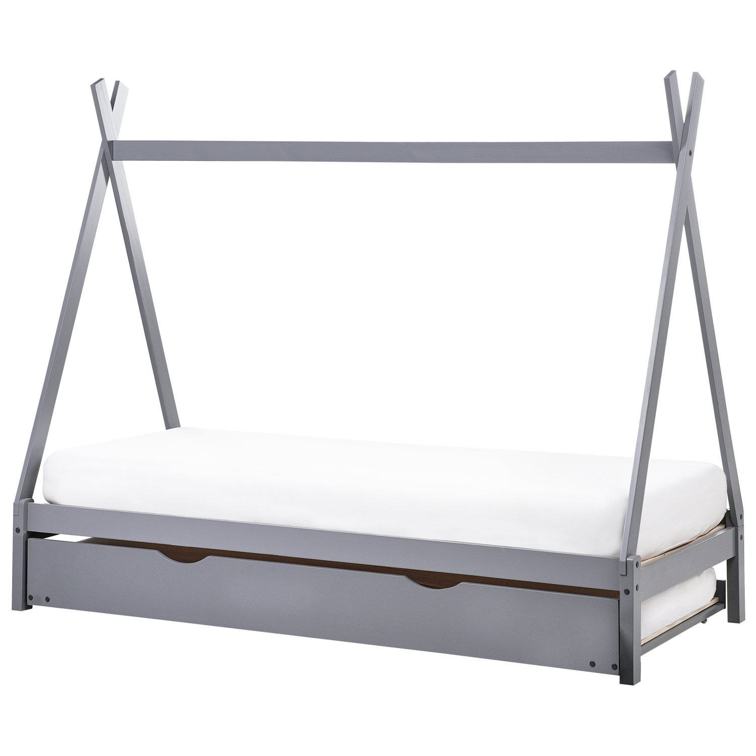Beliani-TALMONTIERS-Onderschuifbed-Grijs-90 x 200 cm-Grenenhout