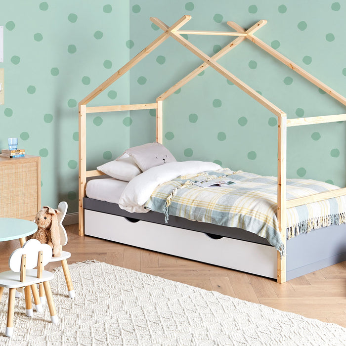 Beliani-ORGEVAL-Daybed voor kinderen-Grijs-90 x 200 cm-Grenenhout