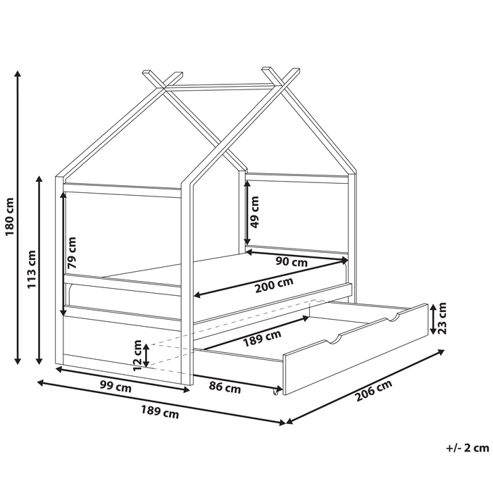 Beliani-ORGEVAL-Daybed voor kinderen-Grijs-90 x 200 cm-Grenenhout