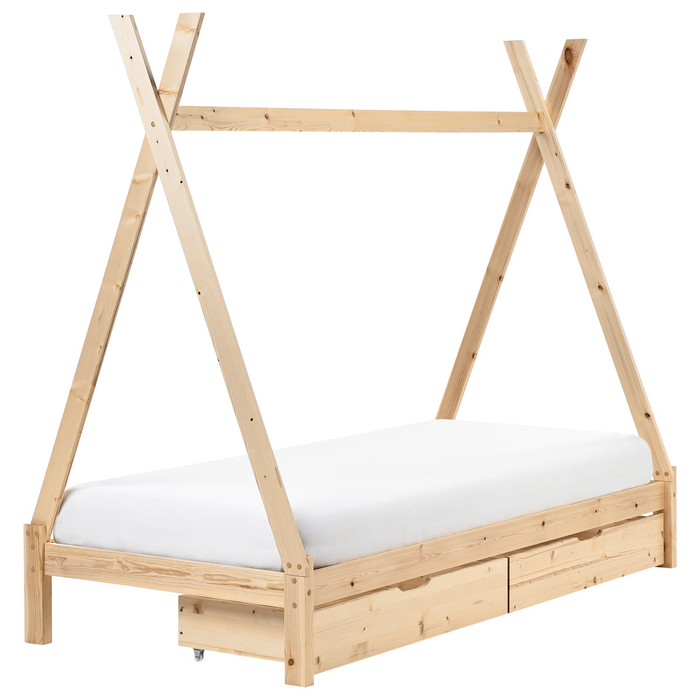 Beliani - DEVAY - Kinderbed - Lichtbruin - 90 x 200 cm - Dennenhout