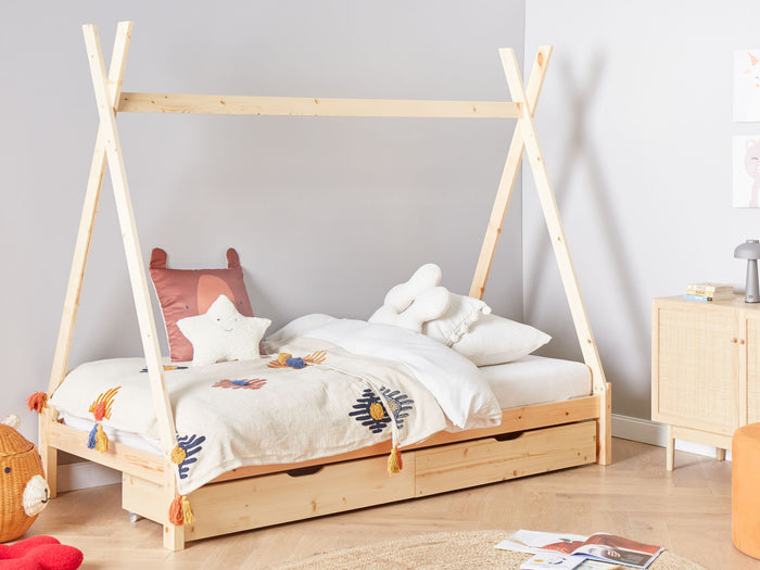 Beliani - DEVAY - Kinderbed - Lichtbruin - 90 x 200 cm - Dennenhout