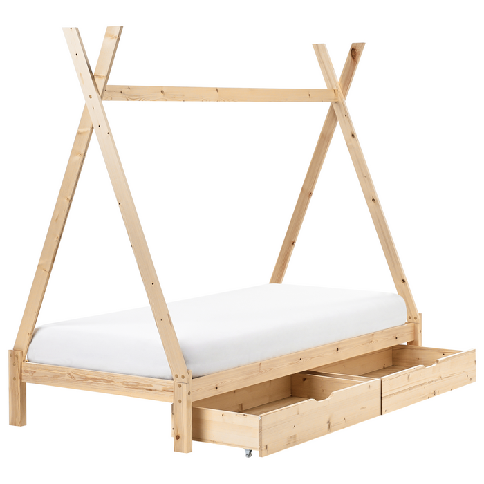 Beliani - DEVAY - Kinderbed - Lichtbruin - 90 x 200 cm - Dennenhout