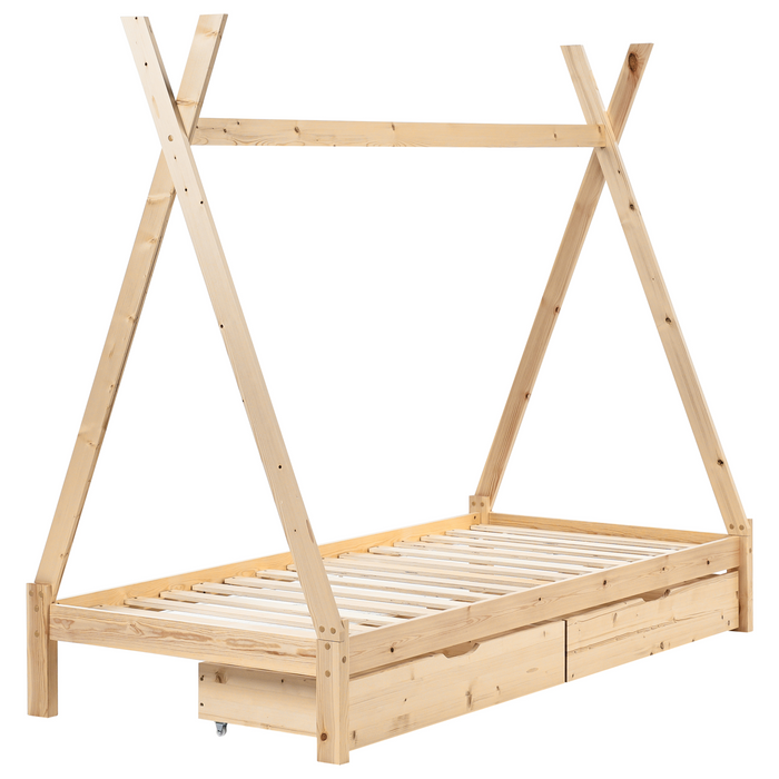 Beliani - DEVAY - Kinderbed - Lichtbruin - 90 x 200 cm - Dennenhout