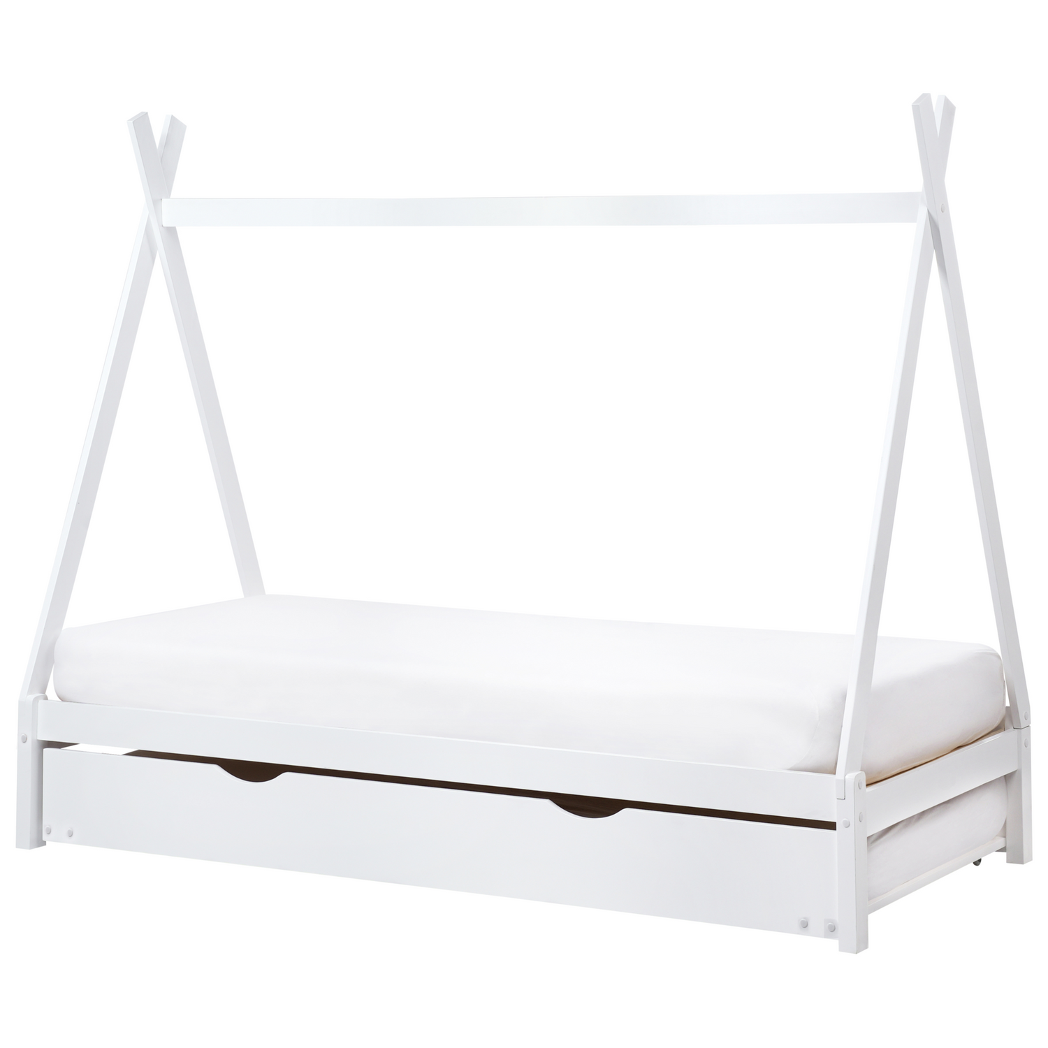 Beliani-TALMONTIERS-Onderschuifbed-Wit-90 x 200 cm-Grenenhout